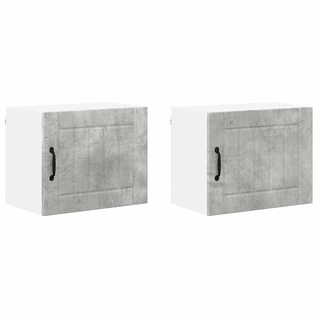 Dulap suspendat de bucatarie cu raft 2 pcs Gri din beton