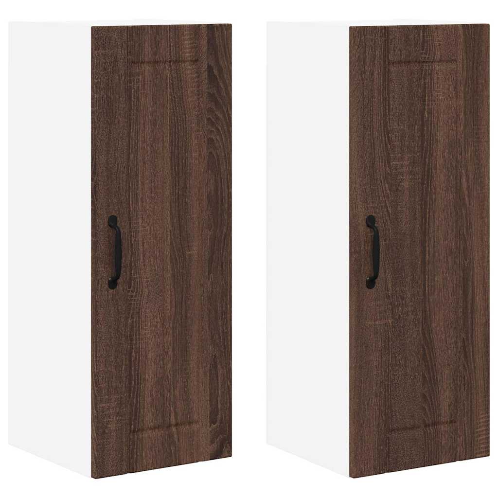Dulap suspendat de bucatarie cu raft 2 pcs Stejar inchis
