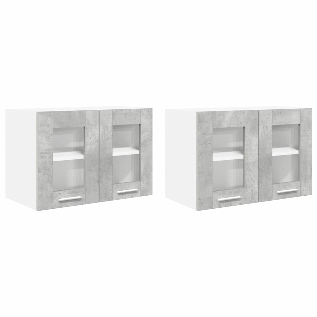 Dulap suspendat cu usa Riga 2 pcs Gri din beton 60 x 31 x 40 cm
