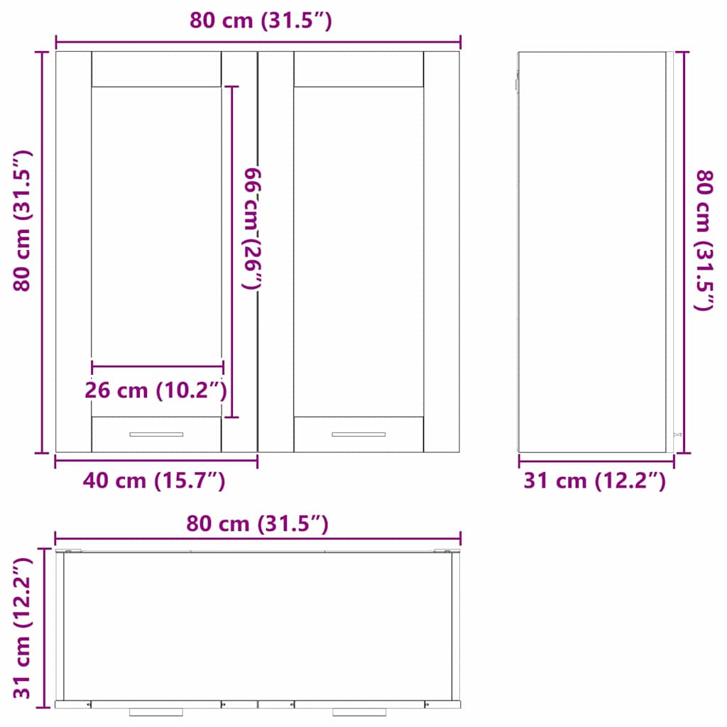 Dulap suspendat cu raft Riga Stejar Artizanal 80 x 31 x 80 cm — imaginea 12