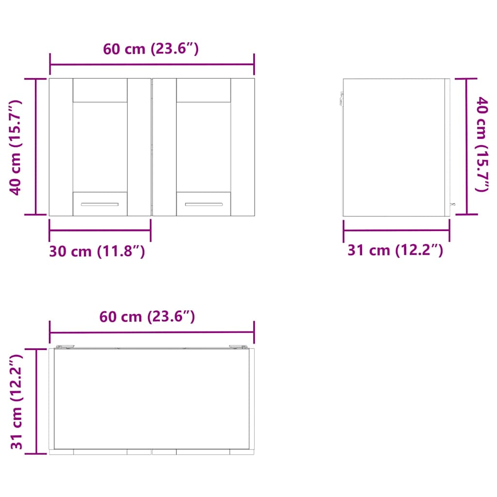 Dulap suspendat cu usa Riga 2 pcs Gri din beton 60 x 31 x 40 cm — imaginea 13