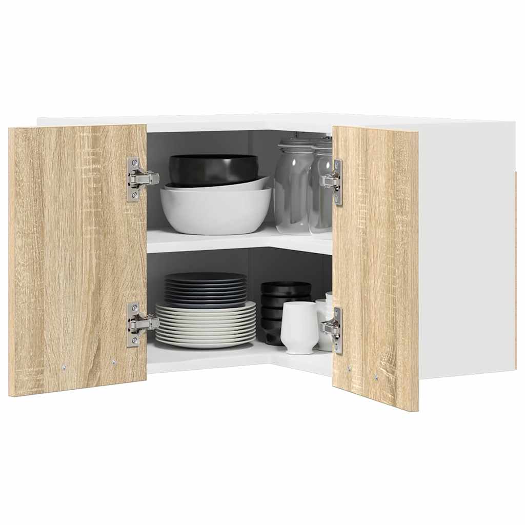 Dulap suspendat Riga Stejar Sonoma si Alb 57 x 57 x 40 cm — imaginea 4