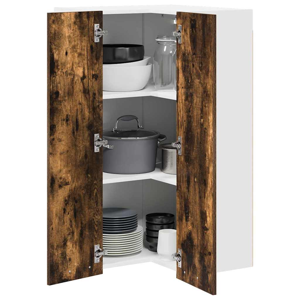 Dulap suspendat Riga Stejar afumat si alb 57 x 57 x 100 cm — imaginea 4