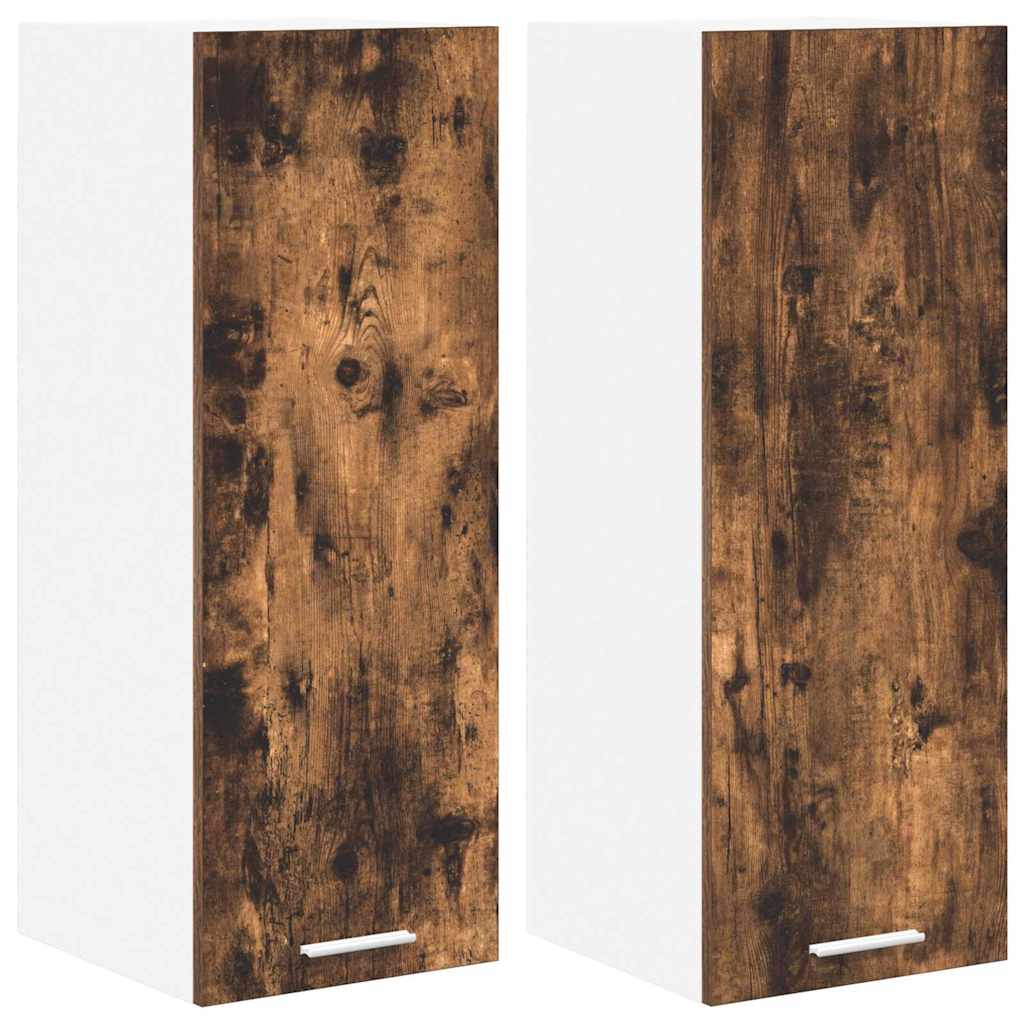 Dulap suspendat Riga 2 pcs Stejar afumat si alb 30 x 31 x 80 cm