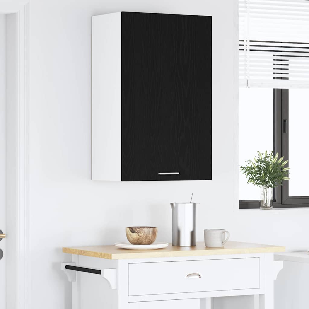 Dulap suspendat cu usa Riga Stejar negru si Alb 50 x 31 x 80 cm — imaginea 5