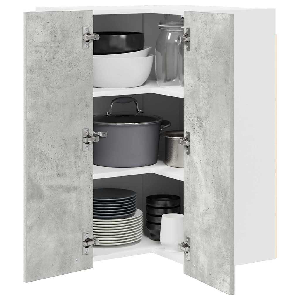 Dulap suspendat cu raft Riga Gri beton si Alb 57 x 57 x 80 cm — imaginea 4