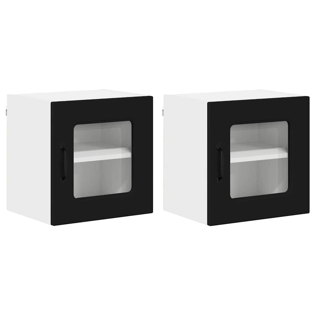 Dulap suspendat de bucatarie cu usa 2 pcs Negru 40 x 31 x 40 cm