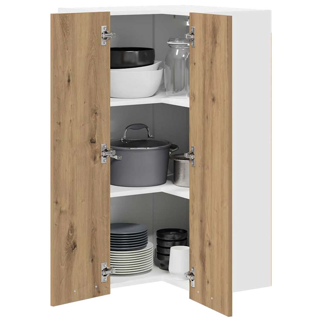 Dulap suspendat Riga Stejar Artisan si Alb 57 x 57 x 100 cm — imaginea 4