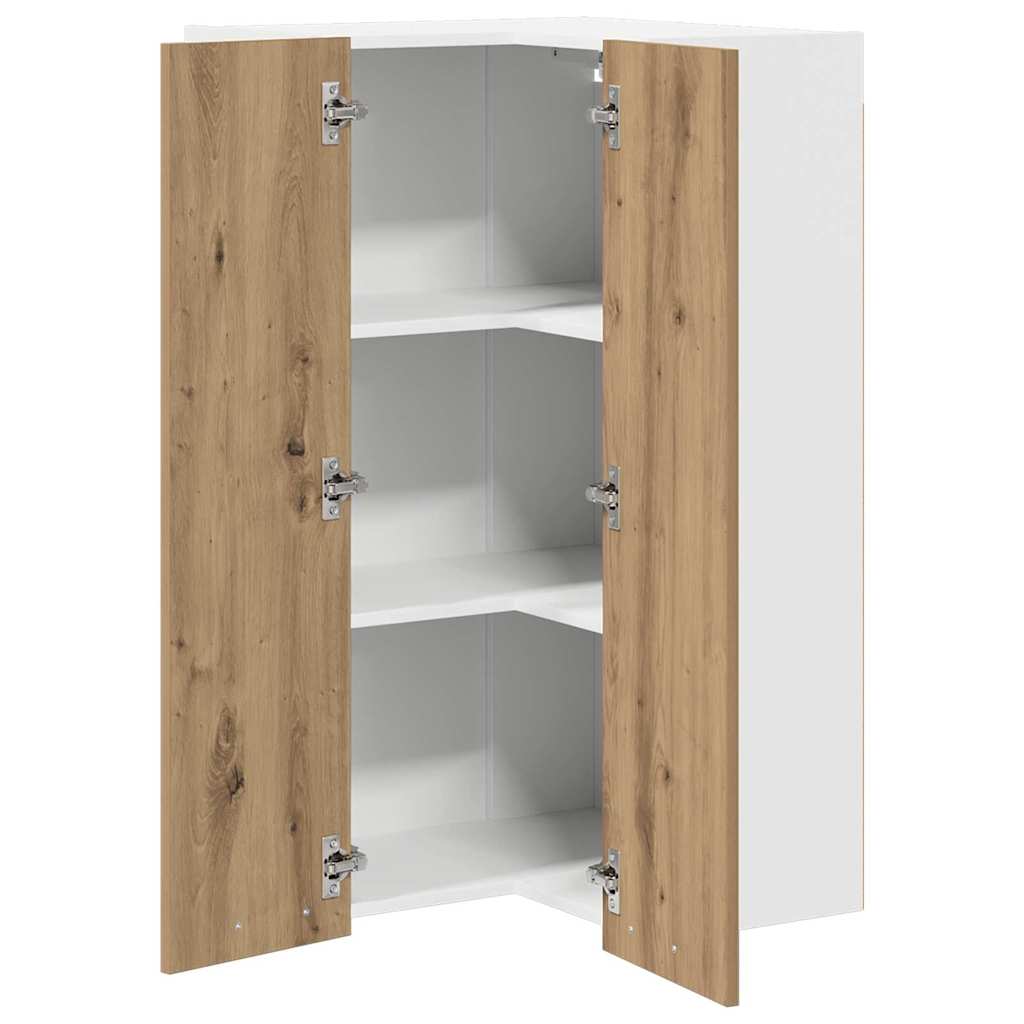 Dulap suspendat Riga Stejar Artisan si Alb 57 x 57 x 100 cm — imaginea 6