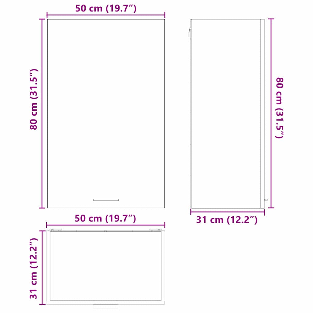 Dulap suspendat cu usa Riga Stejar negru si Alb 50 x 31 x 80 cm — imaginea 13