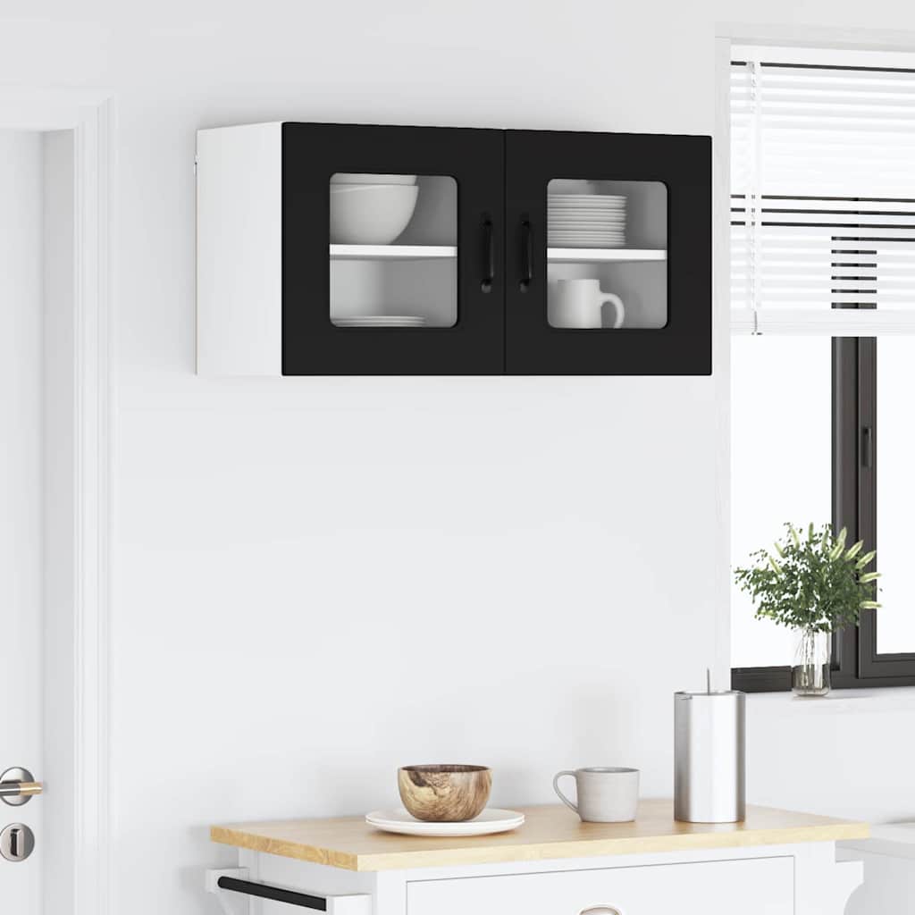 Dulap suspendat de bucatarie cu usa 2 pcs Negru 40 x 31 x 40 cm — imaginea 5