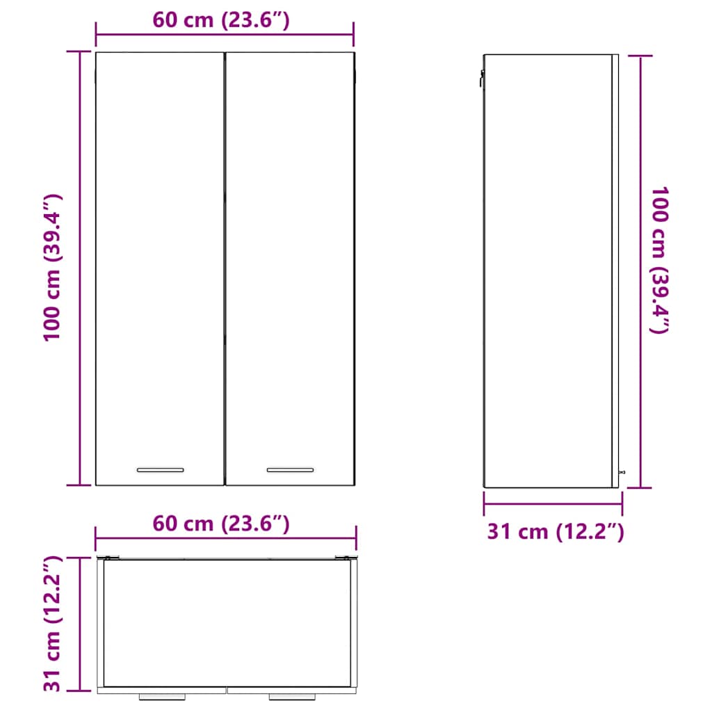 Dulap suspendat cu raft Riga Stejar fumuriu 60 x 31 x 100 cm — imaginea 12