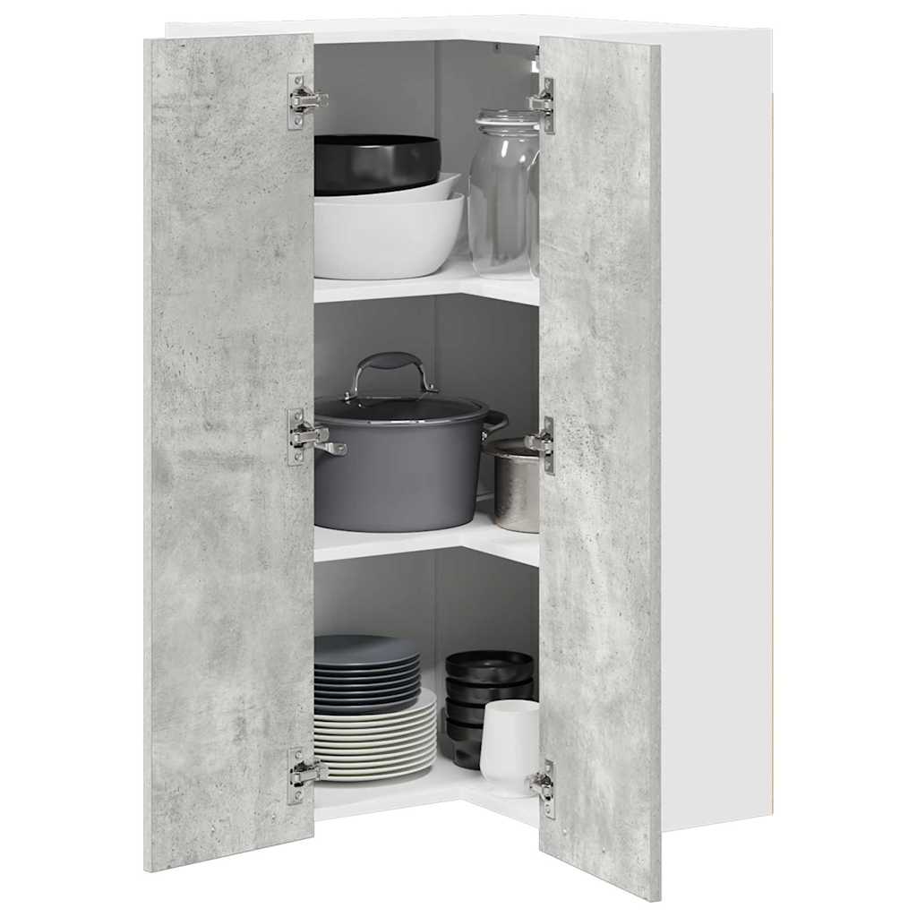 Dulap suspendat cu raft Riga Gri beton si Alb 57 x 57 x 100 cm — imaginea 4