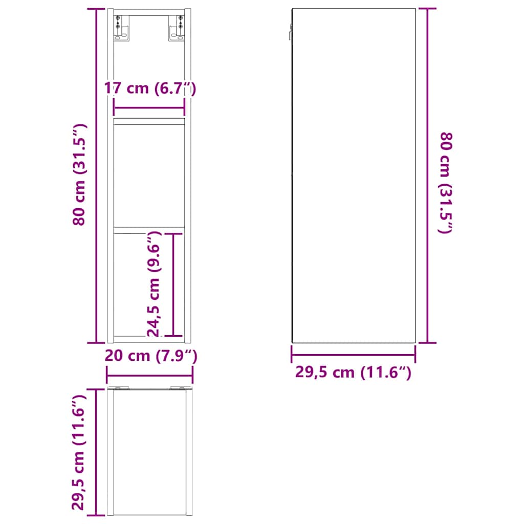 Dulap suspendat cu raft Riga Stejar fumuriu 20 x 29,5 x 80 cm — imaginea 12