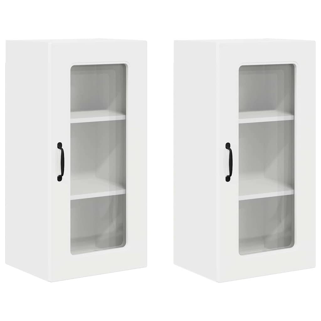 Dulap suspendat de bucatarie 2 pcs Alb lucios 40 x 31 x 80 cm