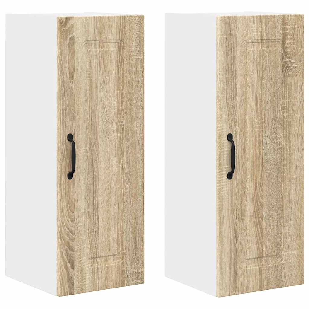 Dulap suspendat de bucatarie cu raft cu usa 2 pcs Stejar Sonoma