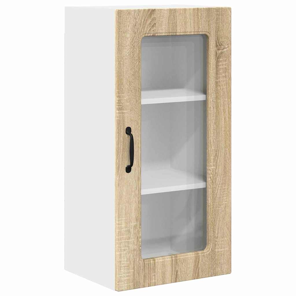 Dulap suspendat de bucatarie cu raft cu usa 2 pcs Stejar Sonoma — imaginea 6