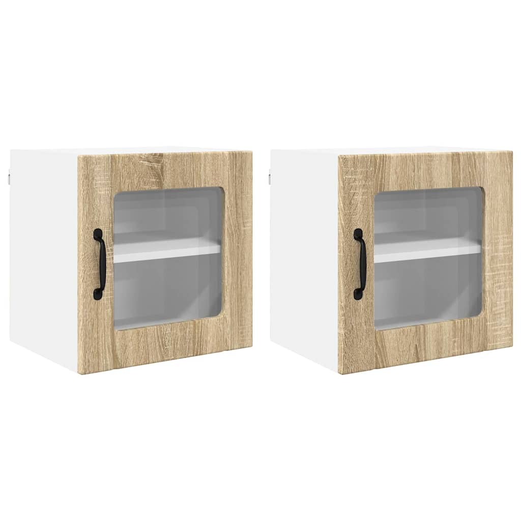 Dulap suspendat de bucatarie cu raft 2 pcs Stejar Sonoma — imaginea 2
