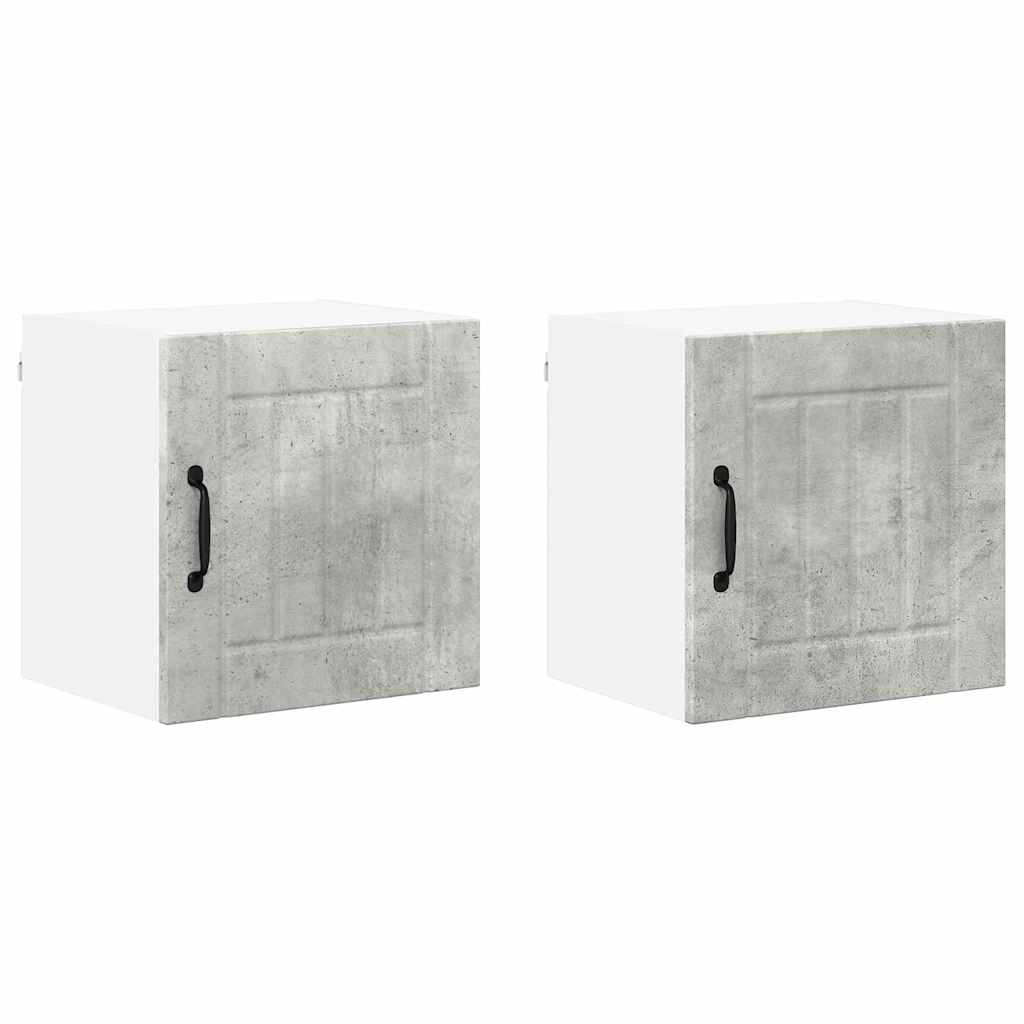 Dulap suspendat de bucatarie cu raft 2 pcs Gri din beton