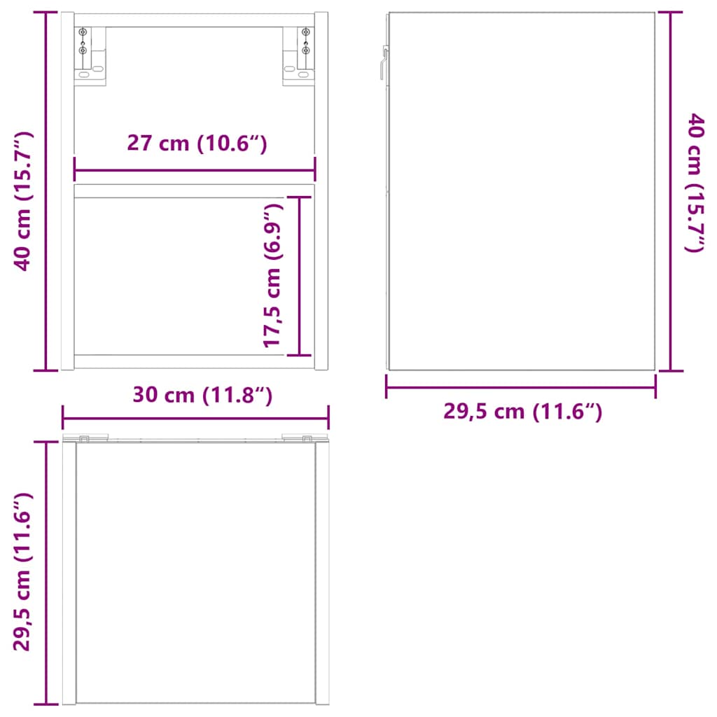 Dulap suspendat Riga Gri Sonoma 30 x 29,5 x 40 cm Lemn compozit — imaginea 12