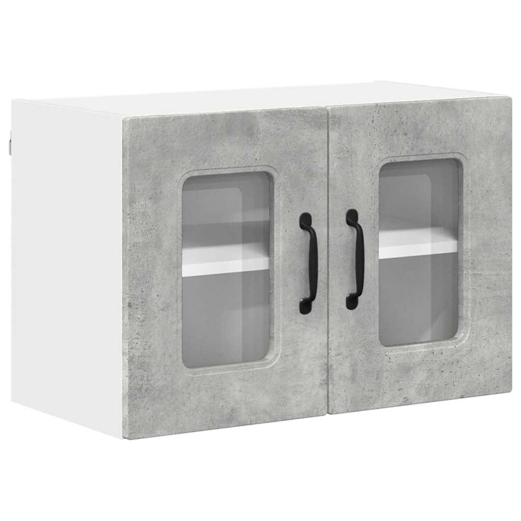 Dulap suspendat de bucatarie cu raft cu usa 2 pcs Gri din beton — imaginea 6