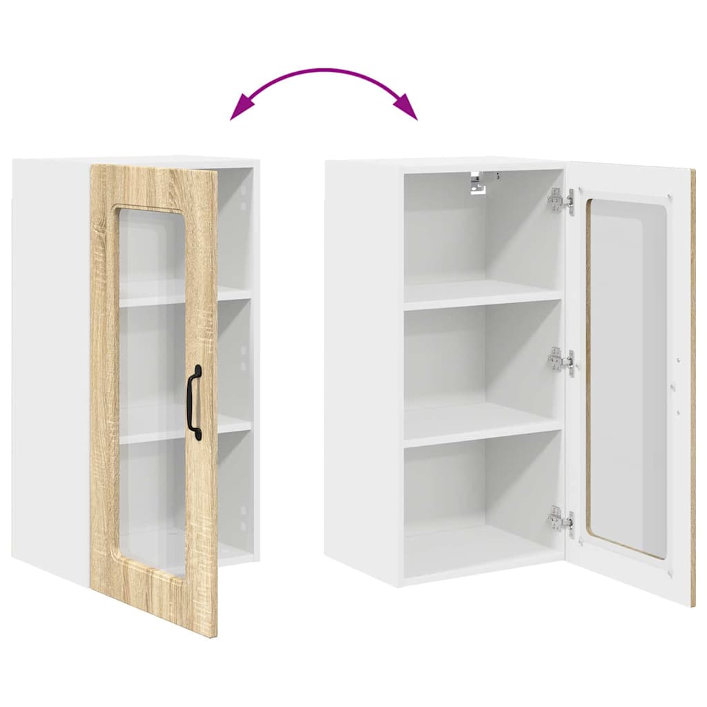 Dulap suspendat de bucatarie cu raft cu usa 2 pcs Stejar Sonoma — imaginea 13