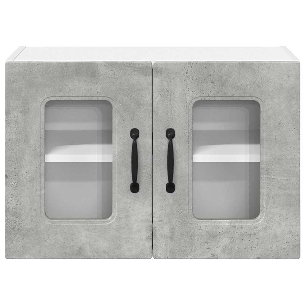 Dulap suspendat de bucatarie cu raft cu usa 2 pcs Gri din beton — imaginea 8