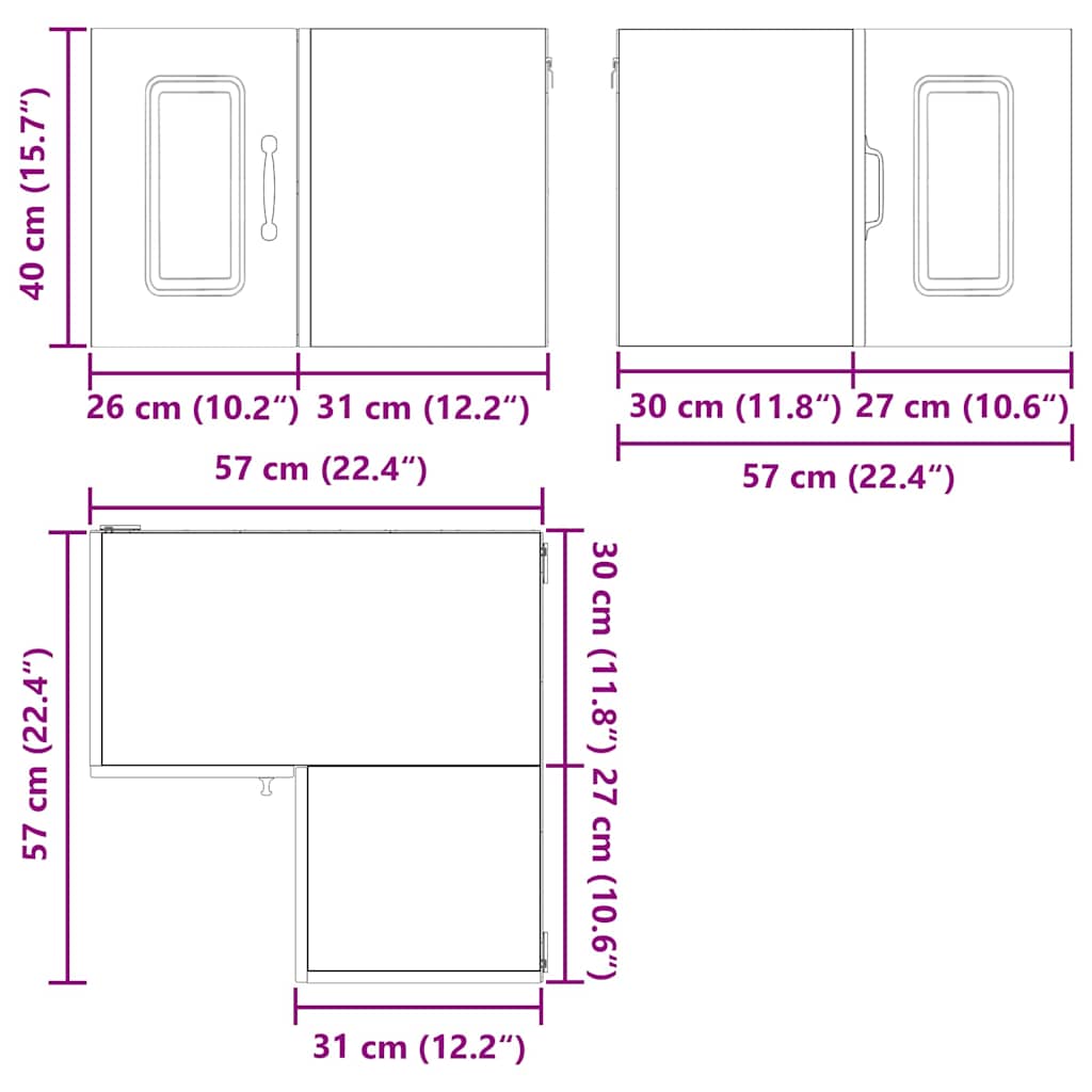 Dulap suspendat de bucatarie cu raft Gri Sonoma 57 x 57 x 40 cm — imaginea 13