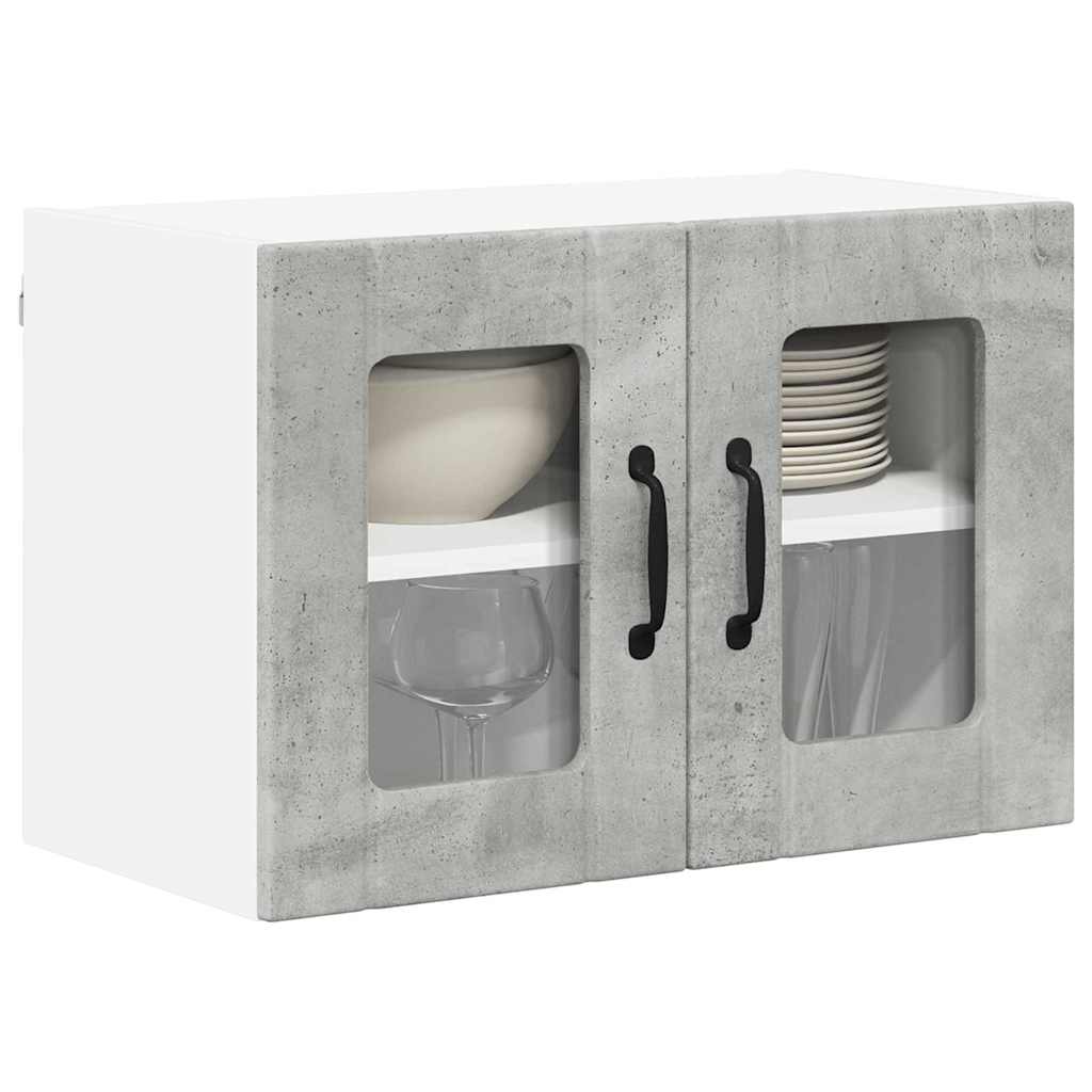 Dulap suspendat de bucatarie cu raft 2 pcs Gri din beton — imaginea 4