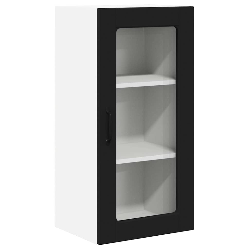 Dulap suspendat de bucatarie cu raft Negru 40 x 31 x 80 cm