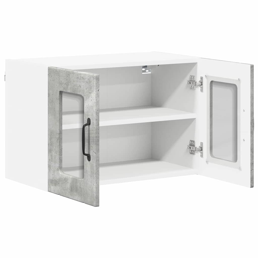 Dulap suspendat de bucatarie cu raft 2 pcs Gri din beton — imaginea 7