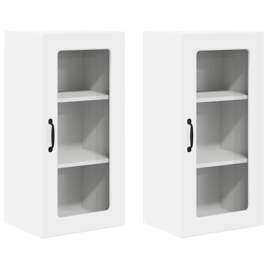 Dulap suspendat de bucatarie 2 pcs Alb lucios 40 x 31 x 80 cm