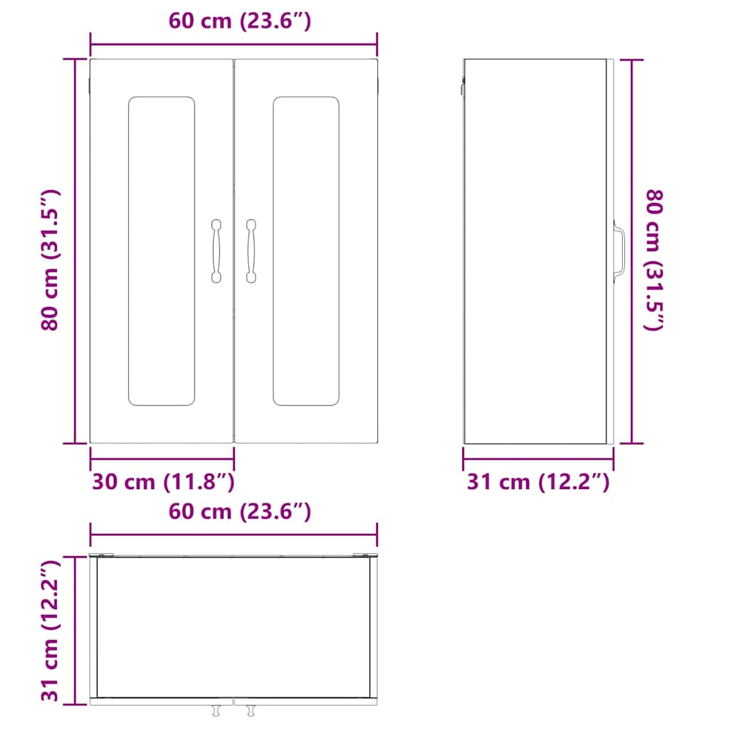 Dulap suspendat de bucatarie cu raft Lemn Vechi 60 x 31 x 80 cm — imaginea 12