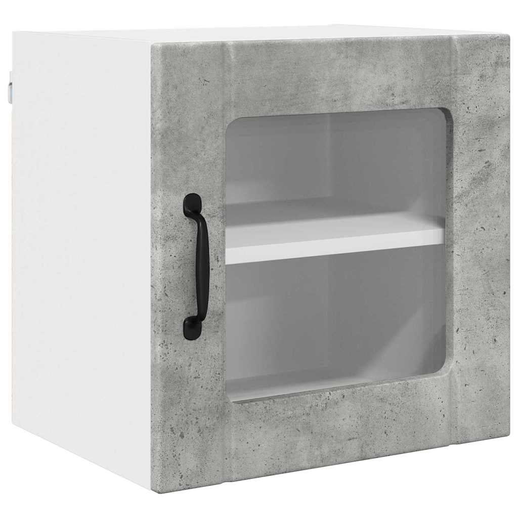 Dulap suspendat de bucatarie cu raft 2 pcs Gri din beton — imaginea 6