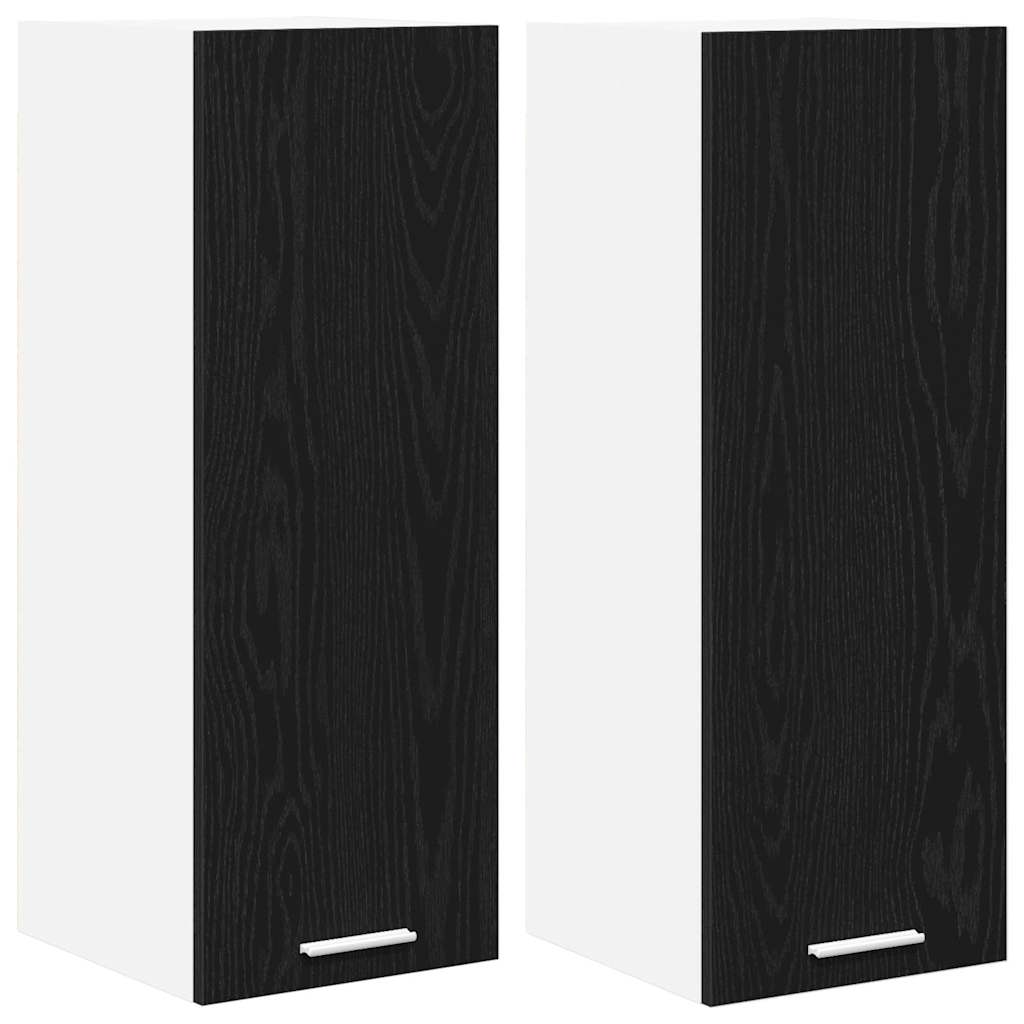 Dulap suspendat Riga 2 pcs Stejar negru si Alb 30 x 31 x 80 cm