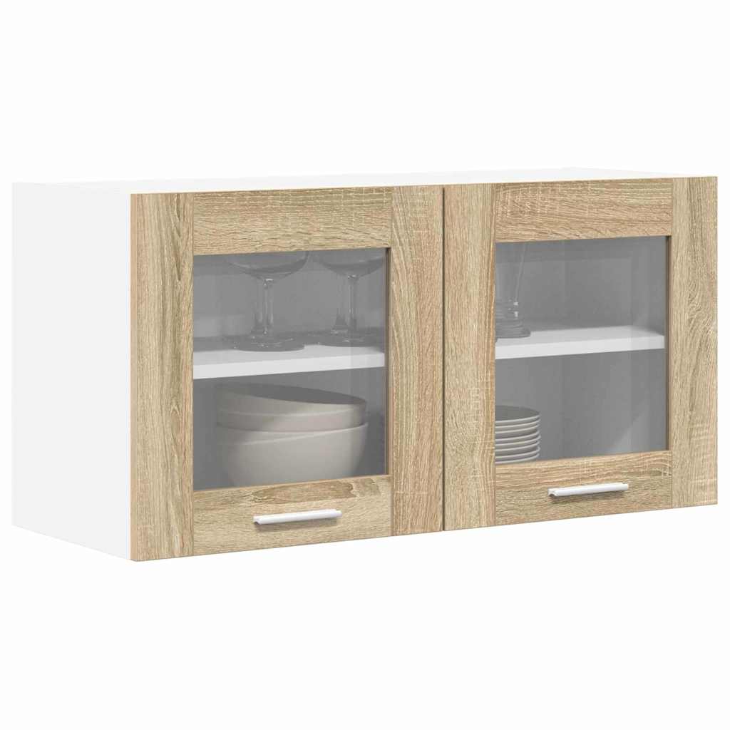Dulap suspendat Riga Stejar Sonoma si Alb 80 x 31 x 40 cm — imaginea 4