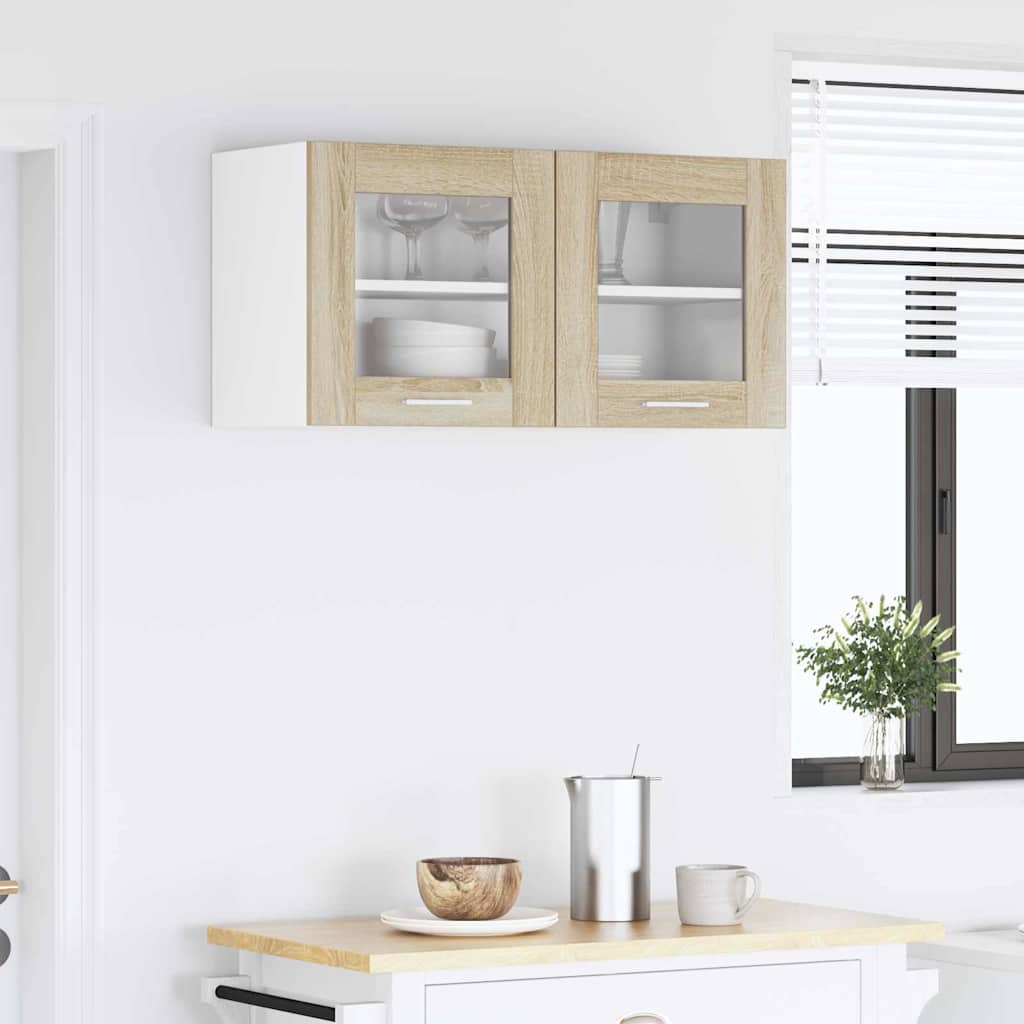 Dulap suspendat Riga Stejar Sonoma si Alb 80 x 31 x 40 cm — imaginea 5