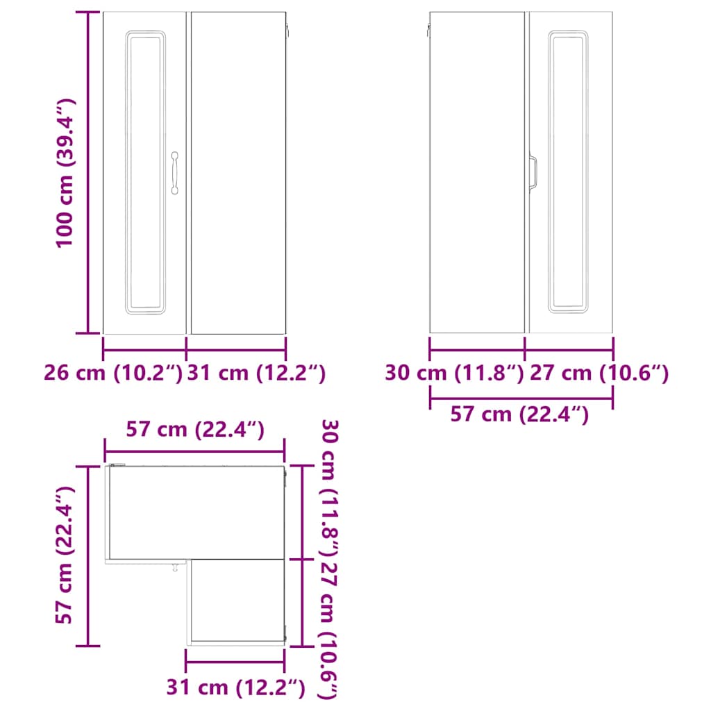 Dulap suspendat de bucatarie Stejar fumuriu 57 x 57 x 100 cm — imaginea 13