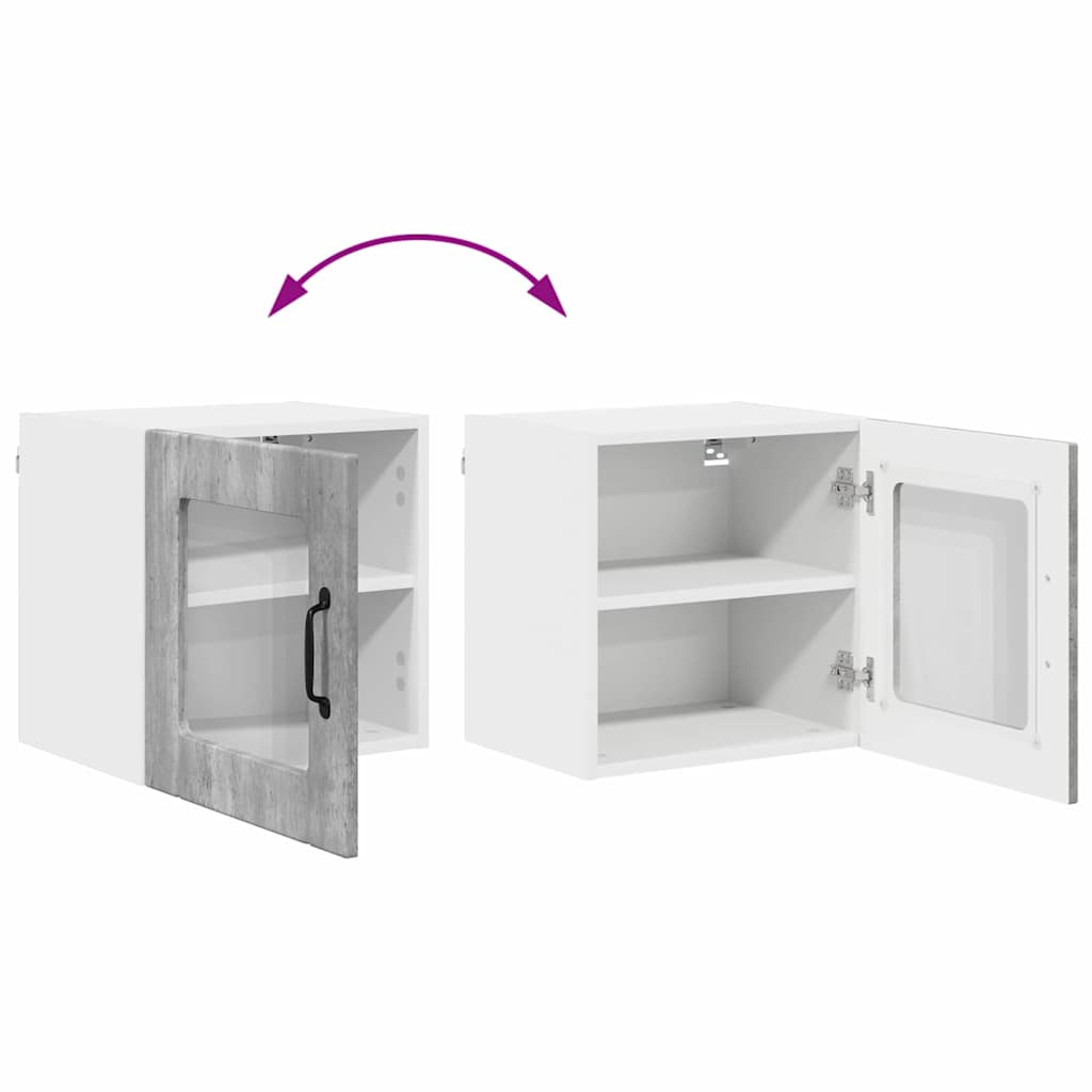 Dulap suspendat de bucatarie cu raft 2 pcs Gri din beton — imaginea 13
