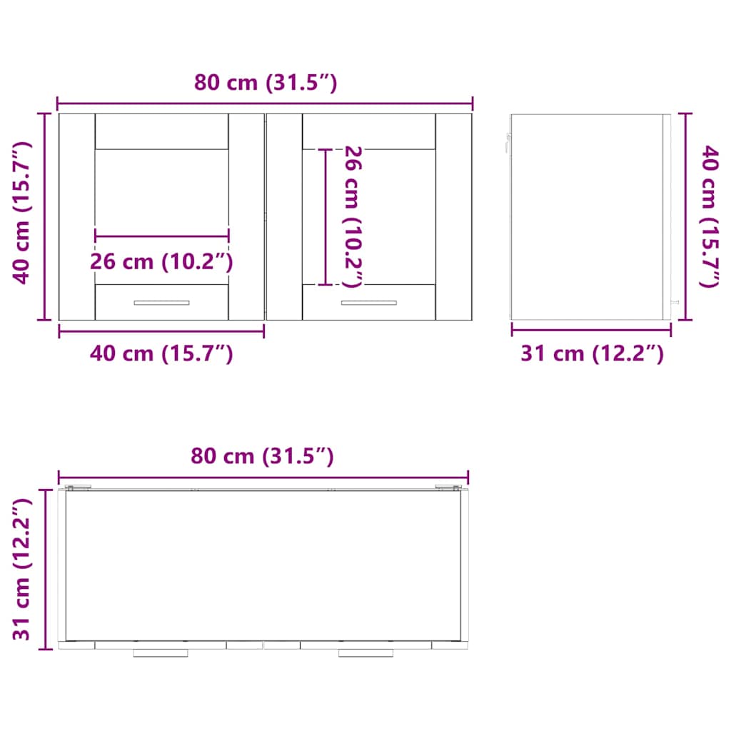 Dulap suspendat Riga Stejar Sonoma si Alb 80 x 31 x 40 cm — imaginea 12