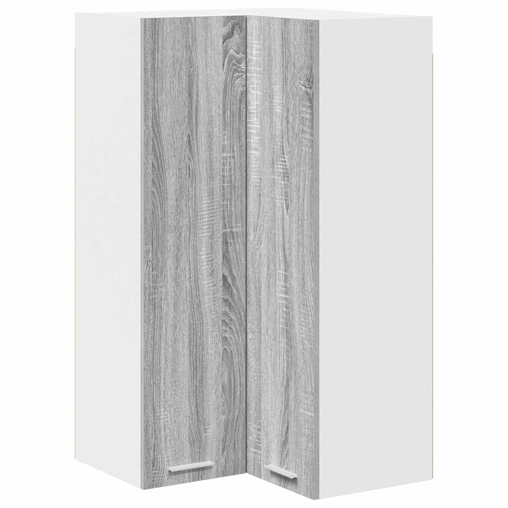 Dulap suspendat cu raft Riga Gri Sonoma si Alb 57 x 57 x 100 cm