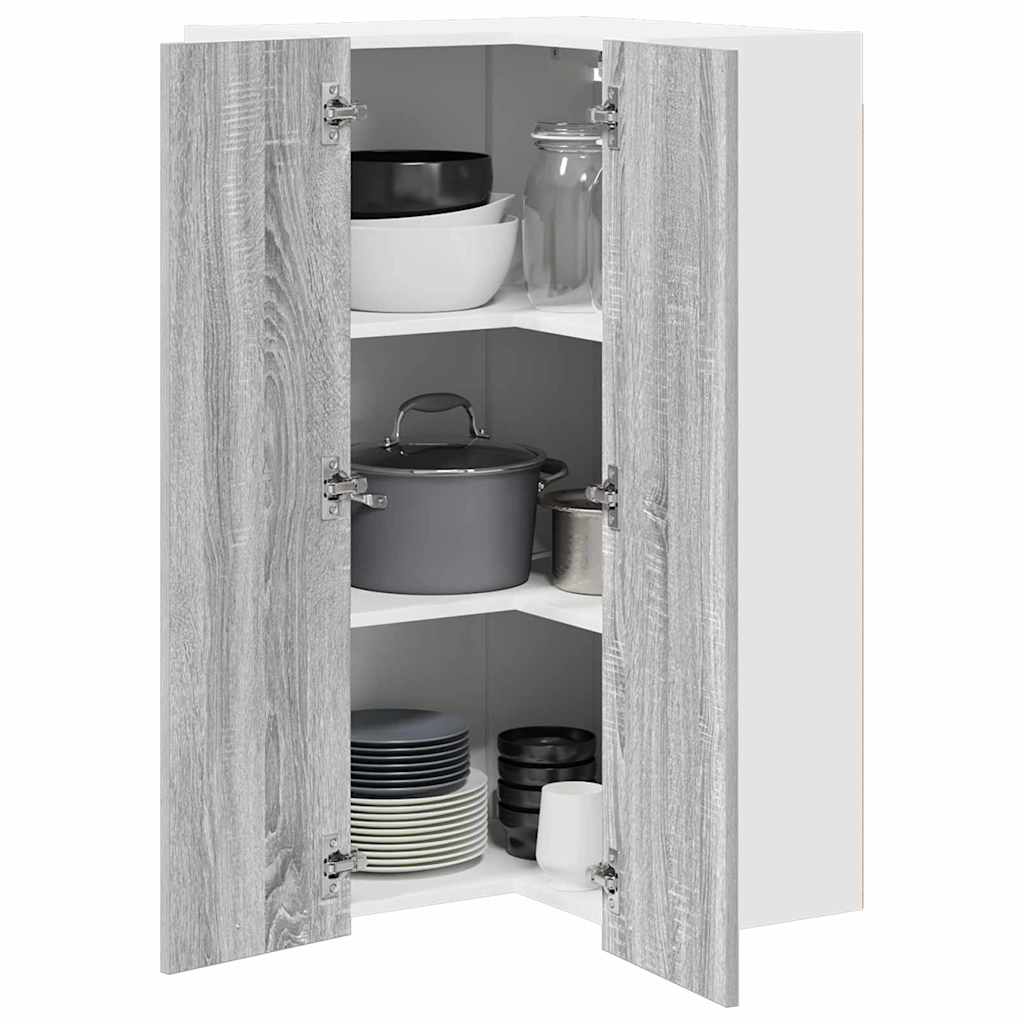 Dulap suspendat cu raft Riga Gri Sonoma si Alb 57 x 57 x 100 cm — imaginea 4