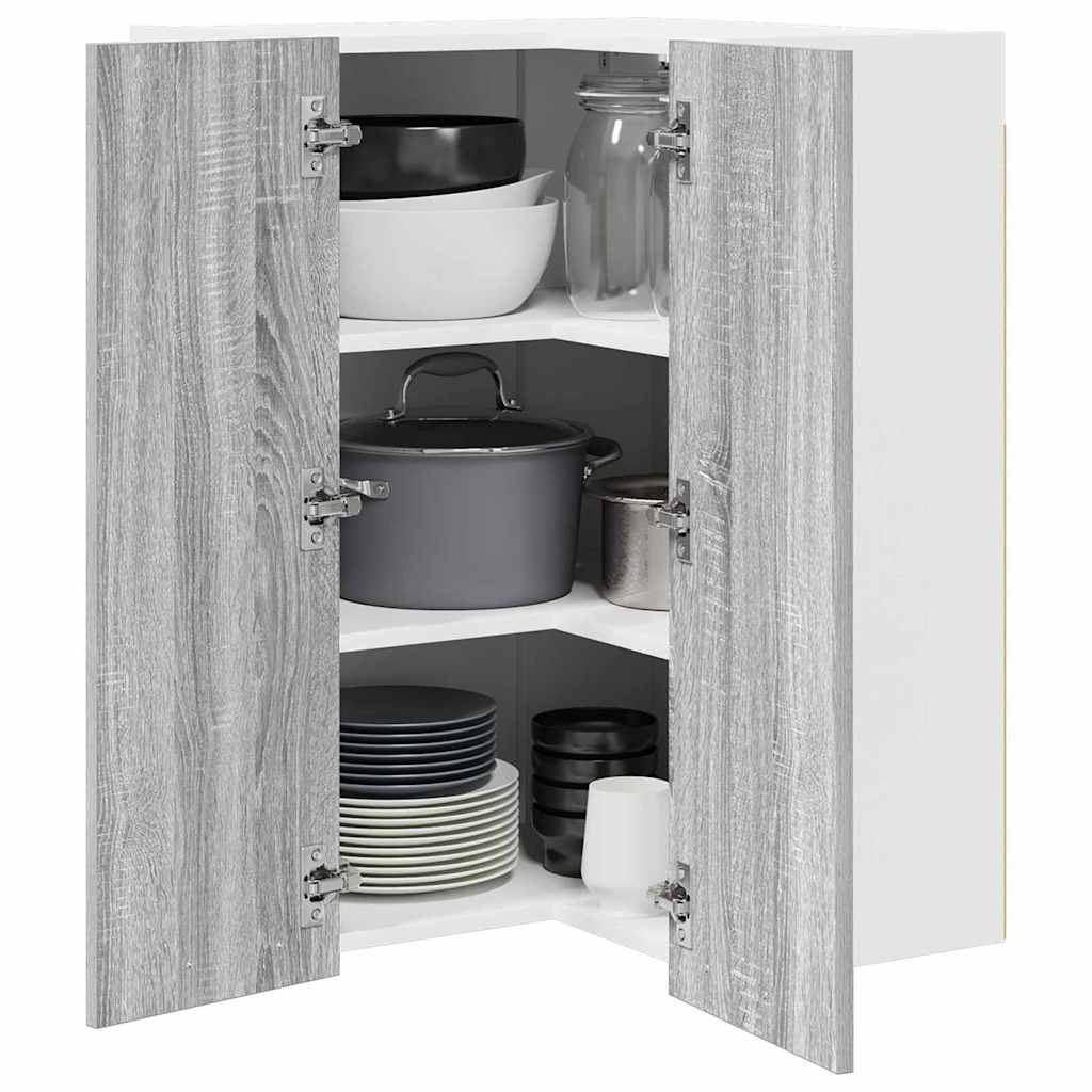 Dulap suspendat cu raft Riga Gri Sonoma si Alb 57 x 57 x 80 cm — imaginea 4