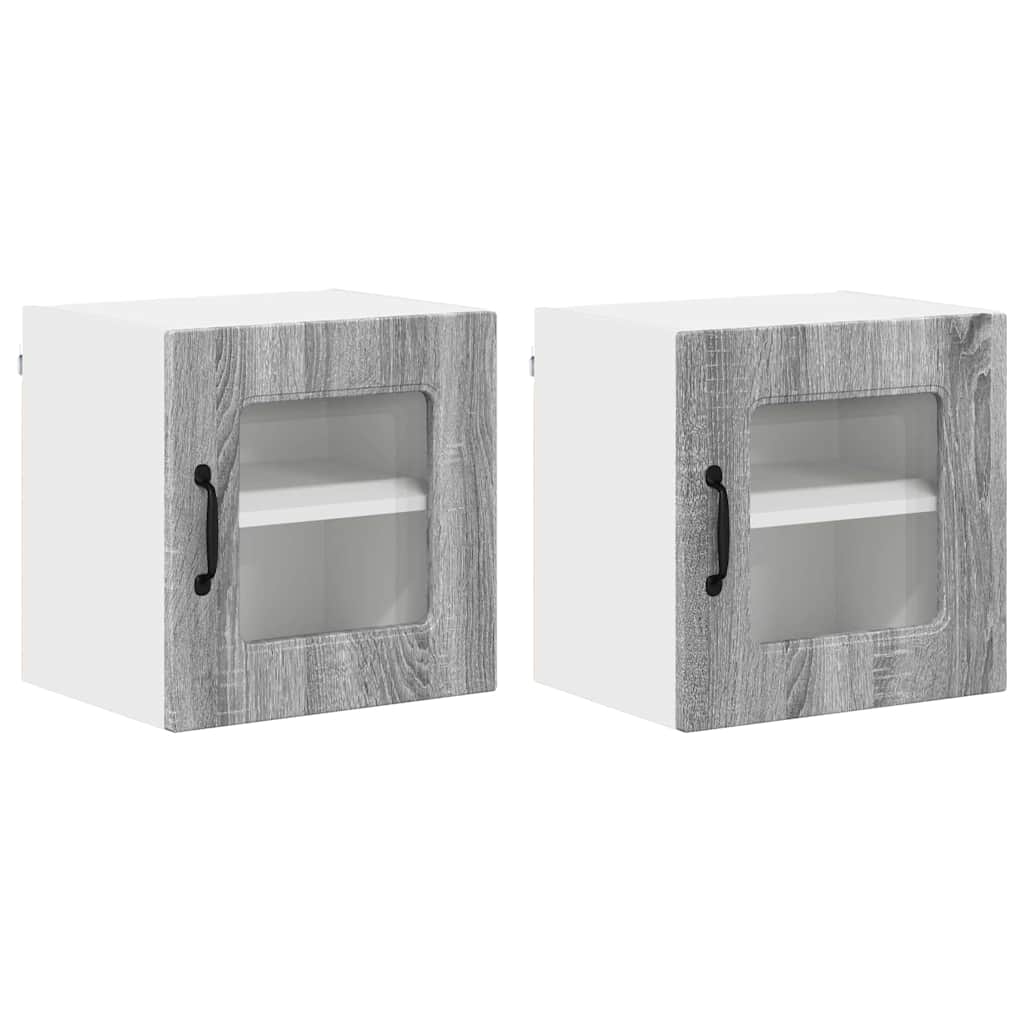 Dulap suspendat de bucatarie 2 pcs Gri Sonoma 40 x 31 x 40 cm
