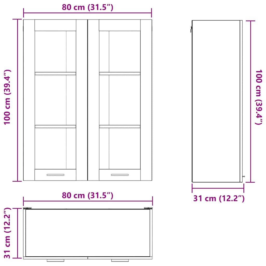 Dulap suspendat cu raft Riga Stejar Sonoma 80 x 31 x 100 cm — imaginea 12