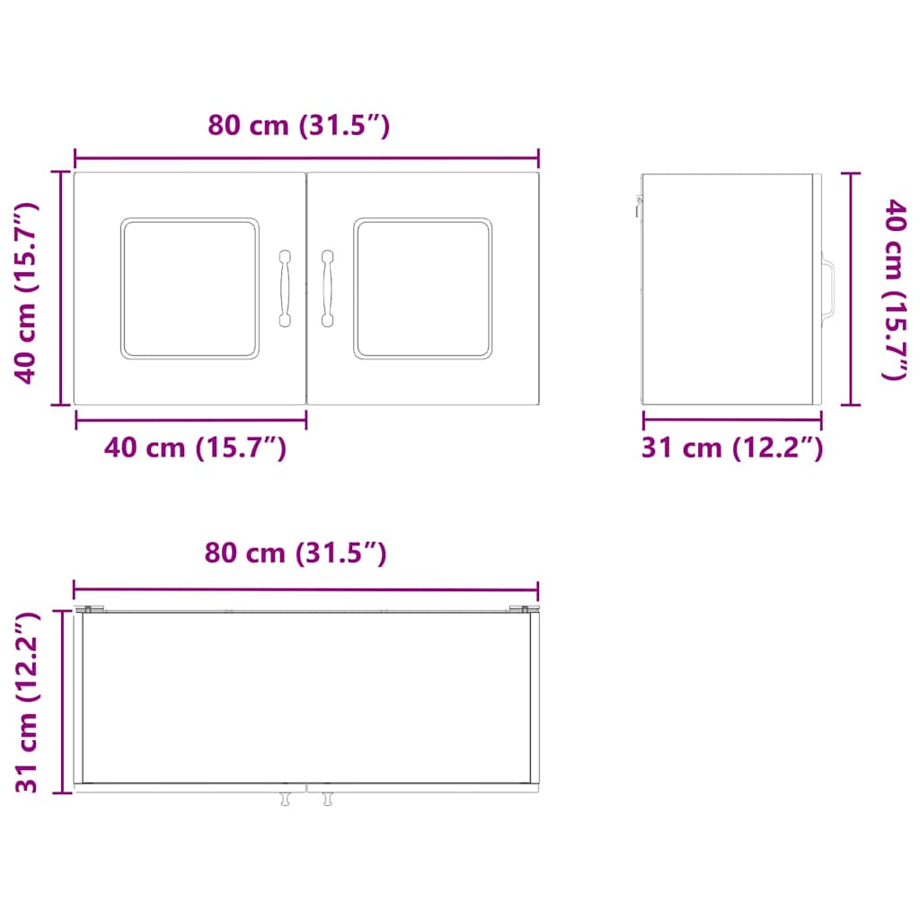 Dulap suspendat de bucatarie Gri din beton 80 x 31 x 40 cm — imaginea 12