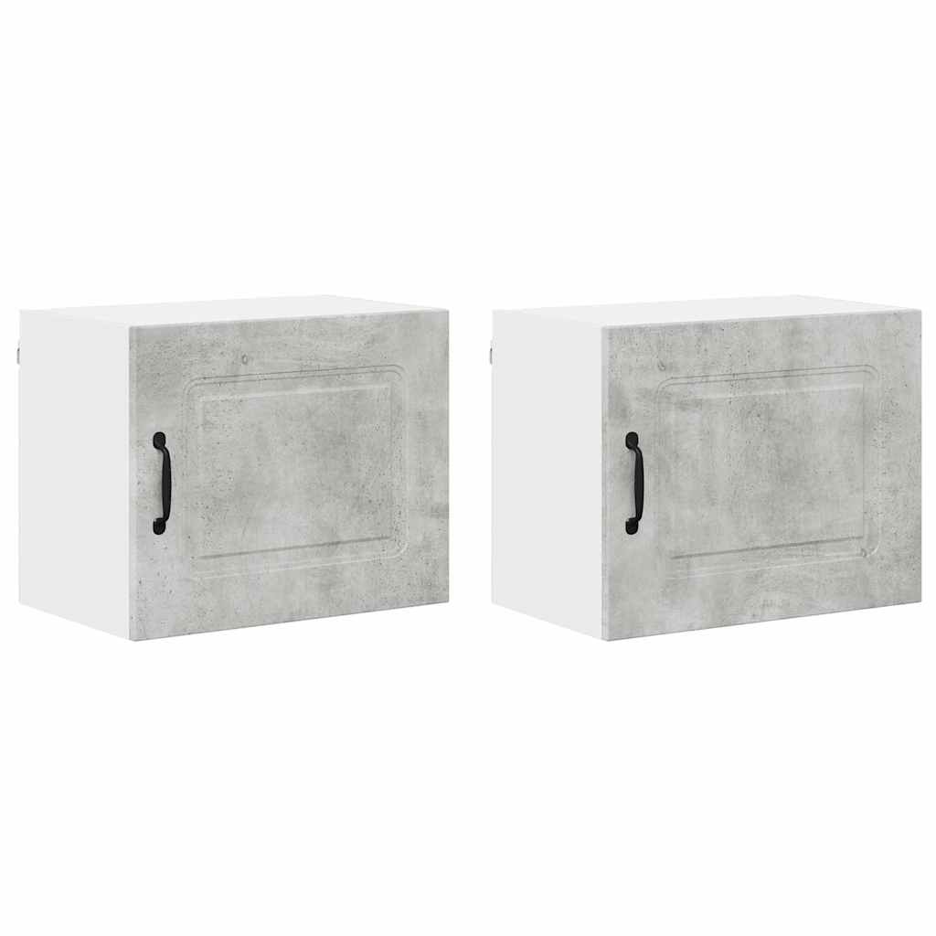 Dulap suspendat de bucatarie cu raft cu usa 2 pcs Gri din beton