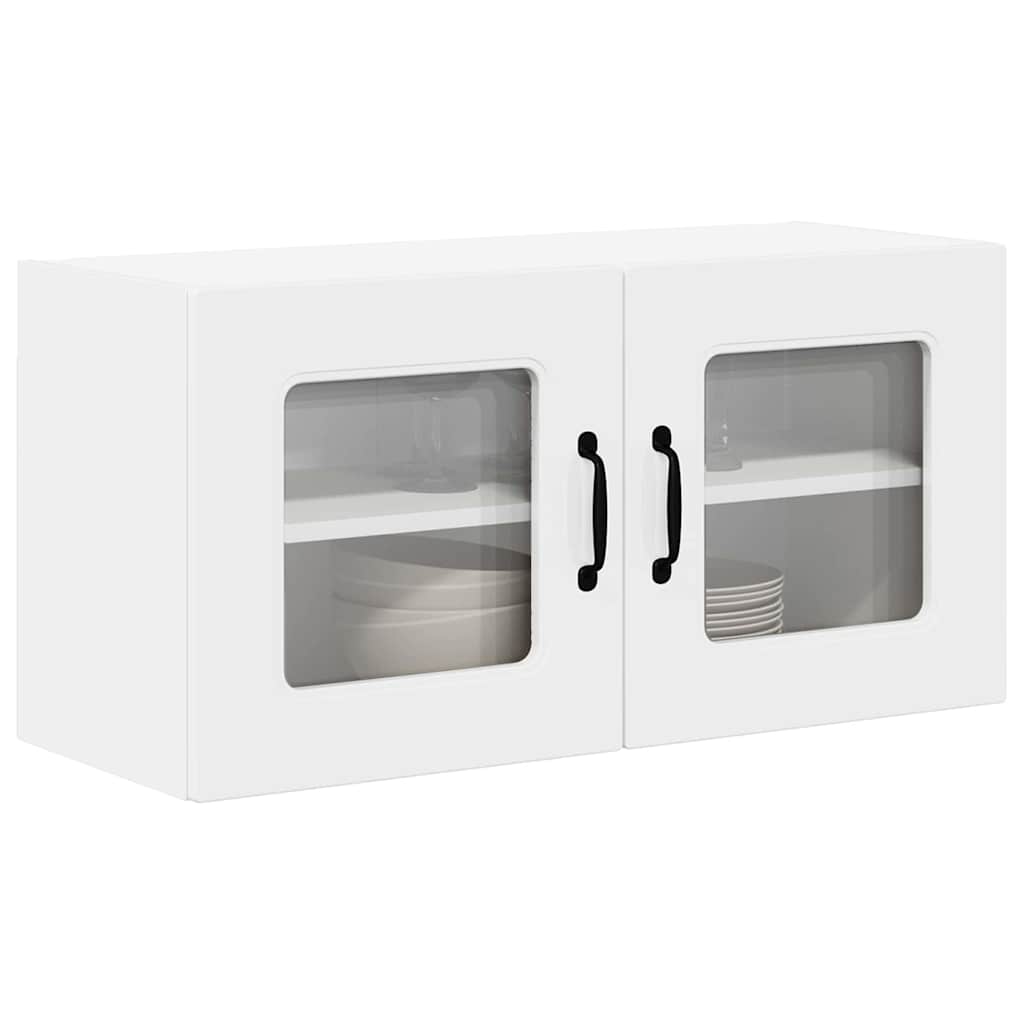 Dulap suspendat de bucatarie cu raft Alb lucios 80 x 31 x 40 cm — imaginea 4