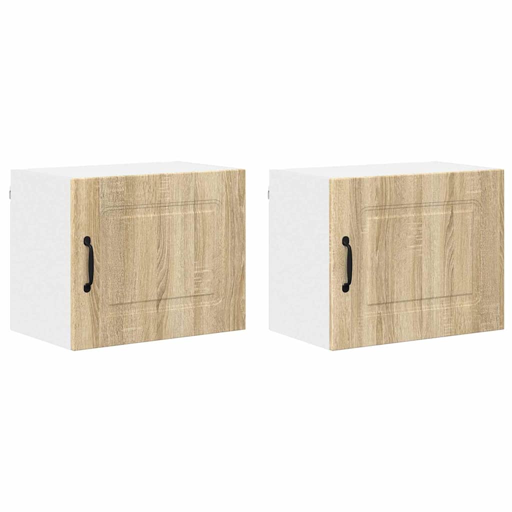 Dulap suspendat de bucatarie cu raft cu usa 2 pcs Stejar Sonoma