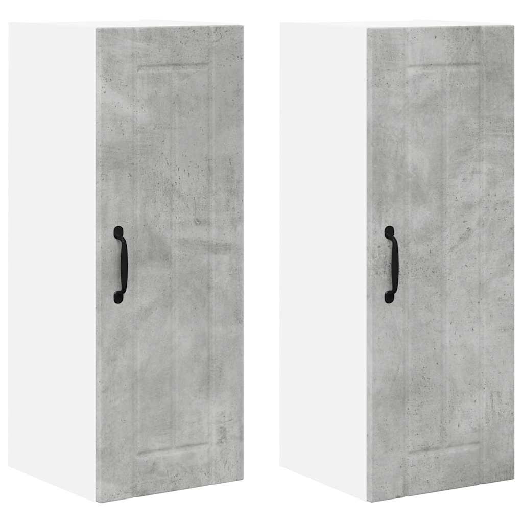 Dulap suspendat de bucatarie cu raft 2 pcs Gri din beton